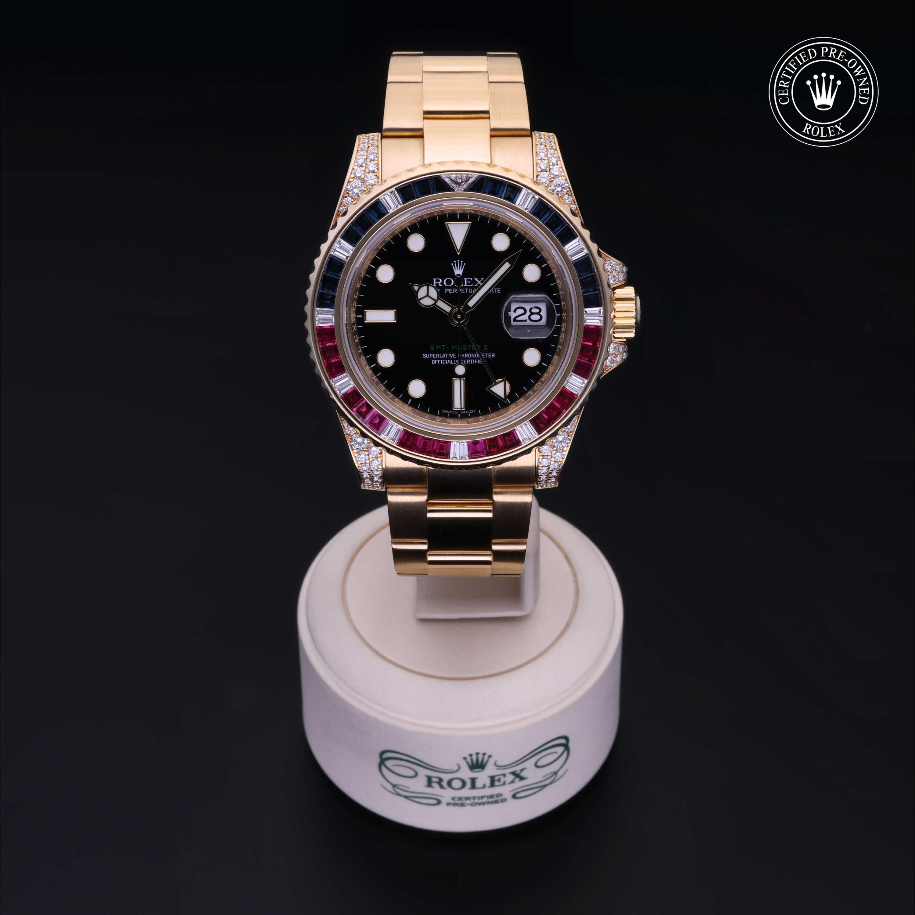 Rolex GMT-Master II in Gold 18 Carat Yellow M116758SARU-0001 at Gruno's Diamonds