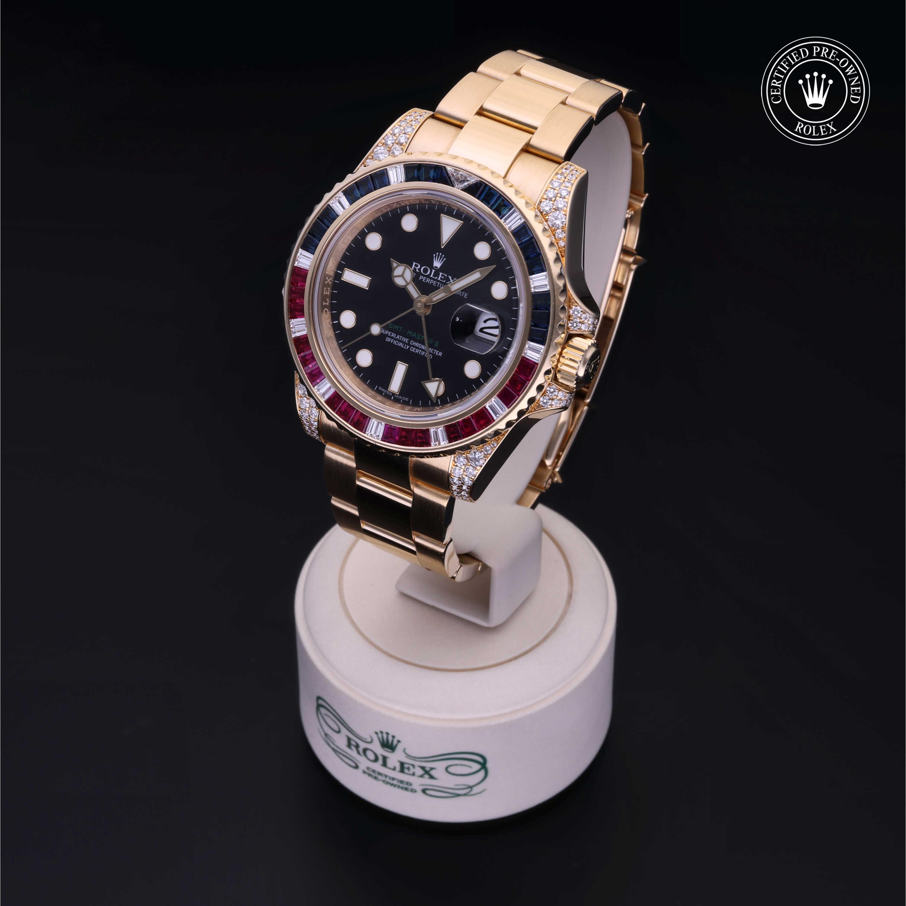 Rolex GMT-Master II in Gold 18 Carat Yellow M116758SARU-0001 at Gruno's Diamonds